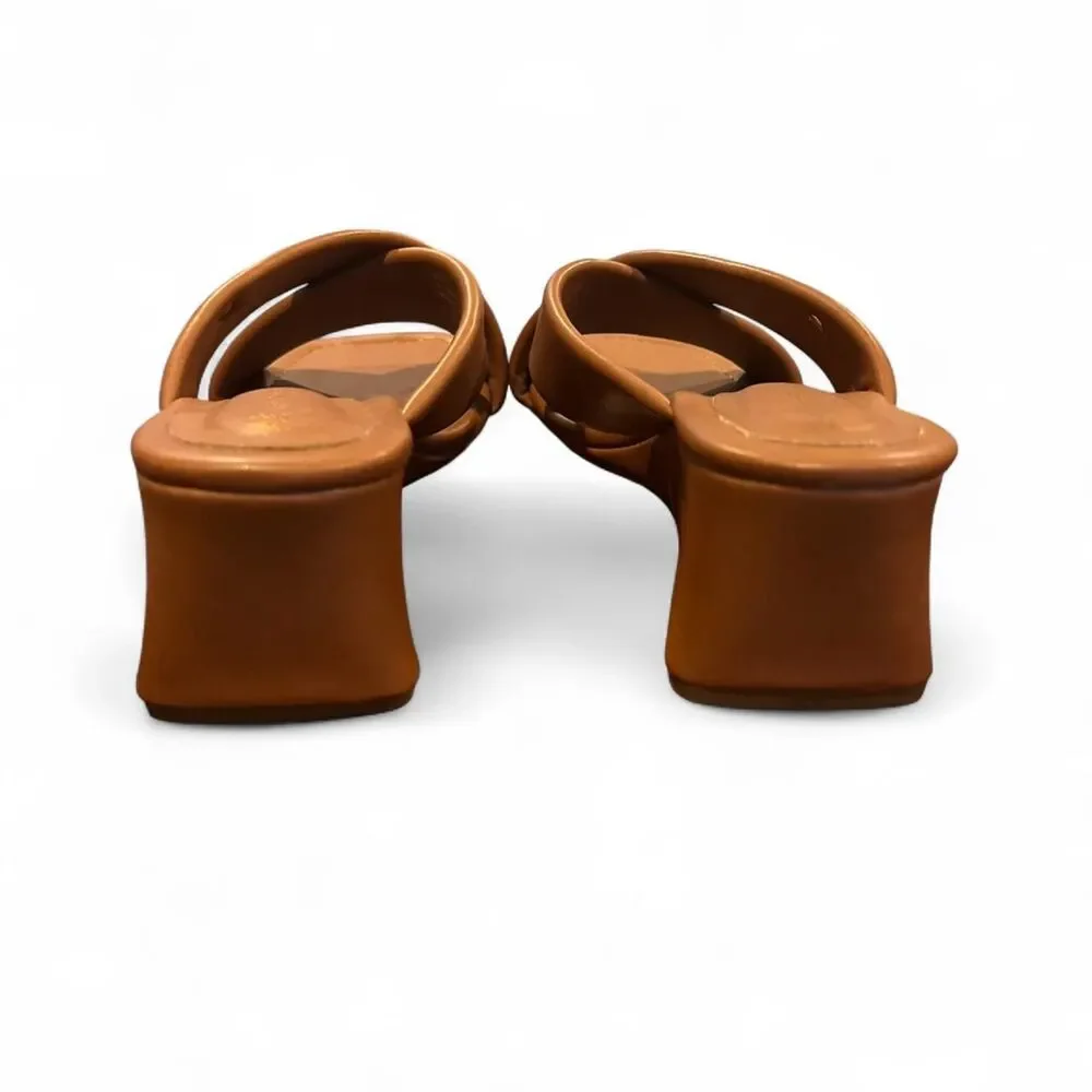 Anne Klein Waiola Wedge Sandals Tan Brown Crisscross Strappy Open Toe 8.5 NWOT
